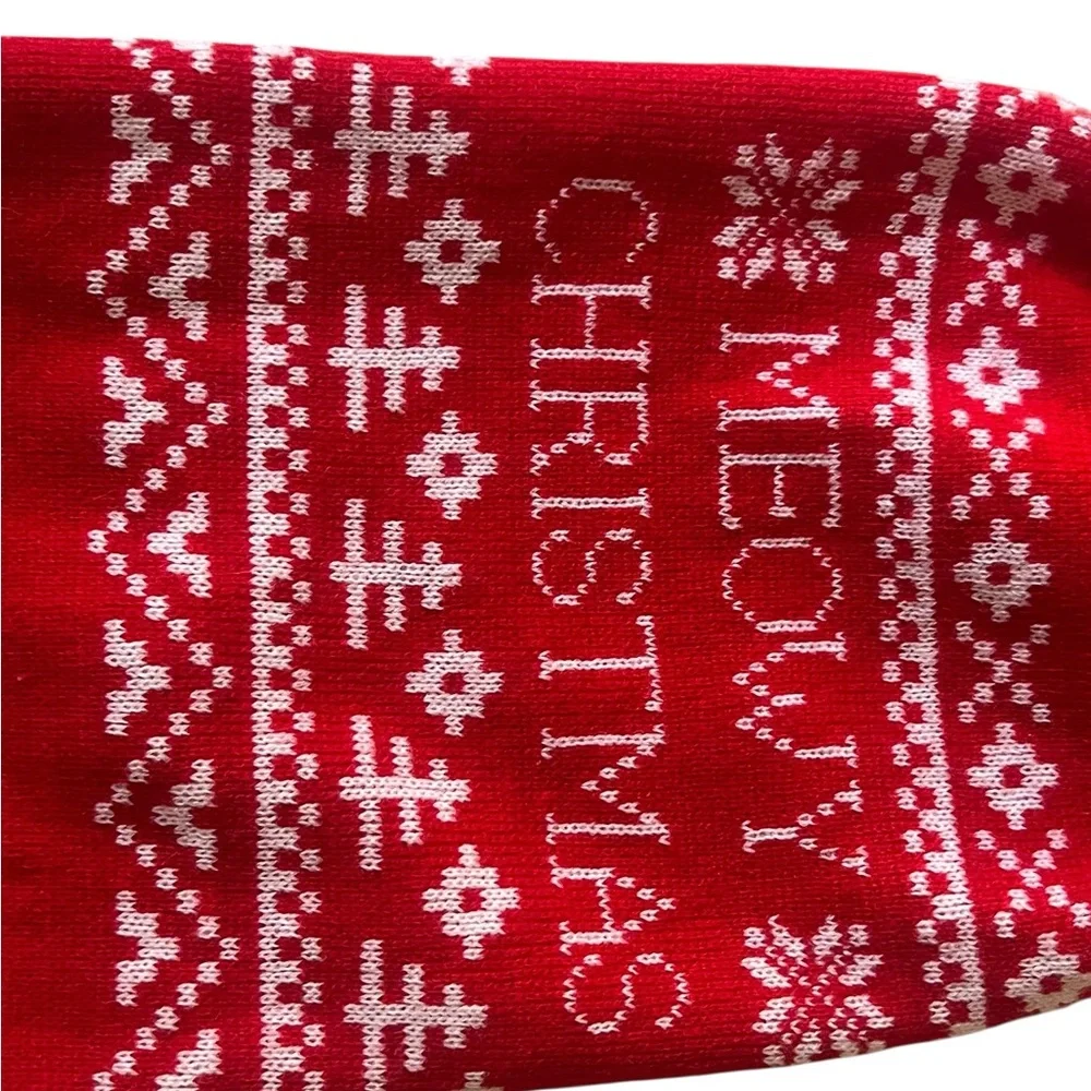 Festive Red 'Meowy Christmas' Holiday Sweater